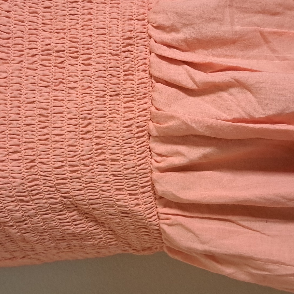 Black Tape Cotton Smocked Babydoll Dress in Coral Cloud SM - Picture 4 of 11